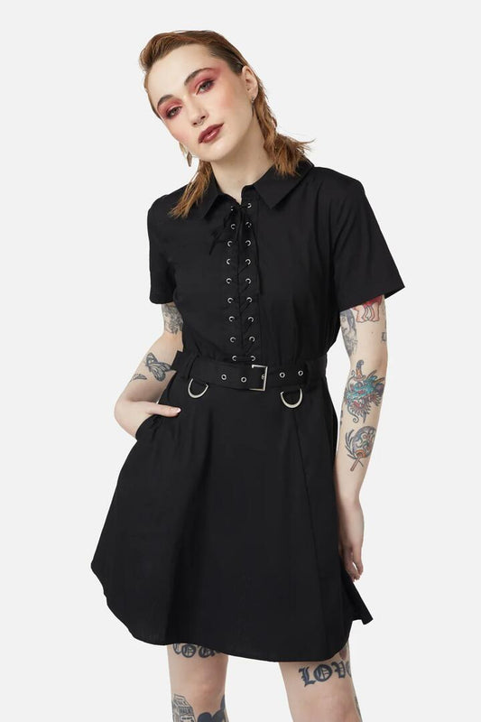Image of Dresses. Productname: Collar Punk Dress in Black colour by brand - Dangerfield