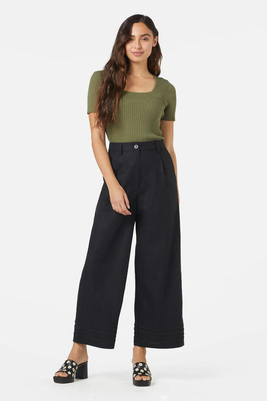 Image of a model wearing Pants. Productname: Rick Rack Culotte in Black colour by brand - Princess Highway