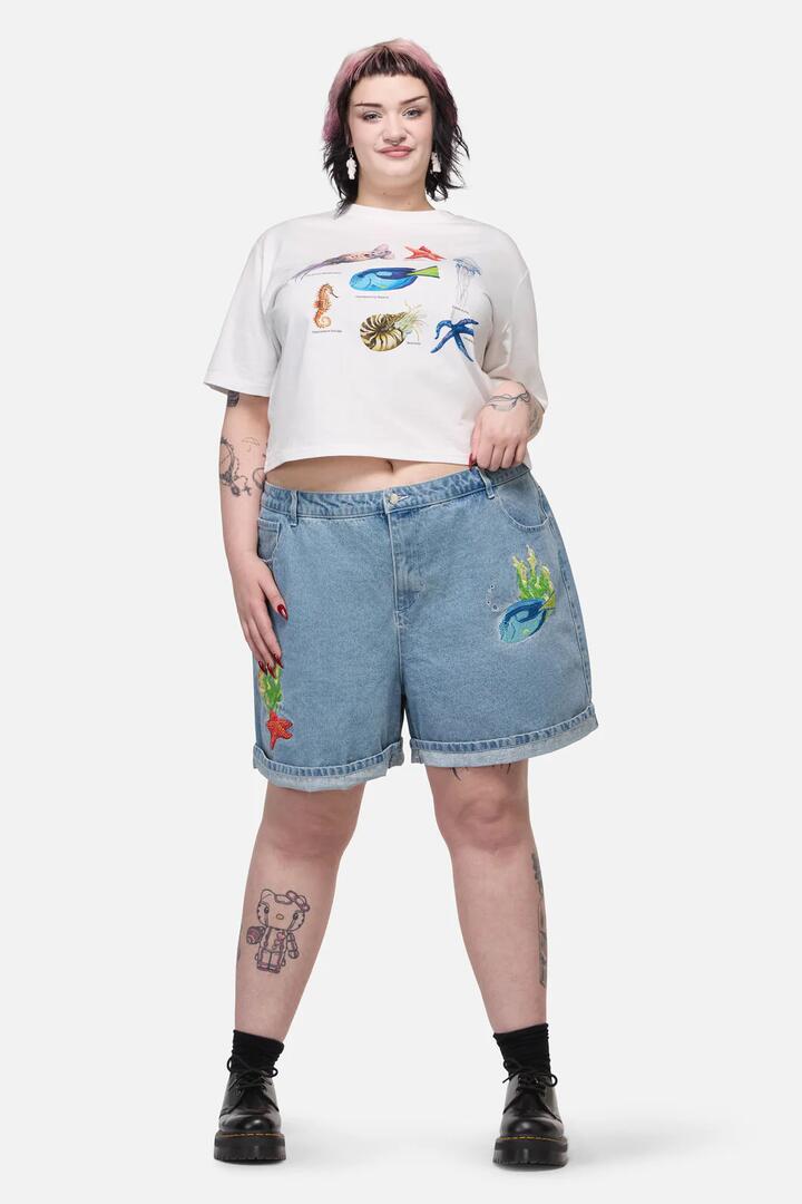 Image of a model wearing Shorts. Productname: Curve Reef Short in Blue colour by brand - Dangerfield