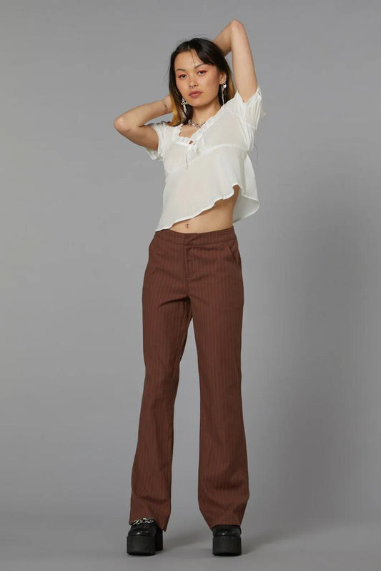 Image of a model wearing Pants. Productname: Bella Pant in Brown colour by brand - Black Friday