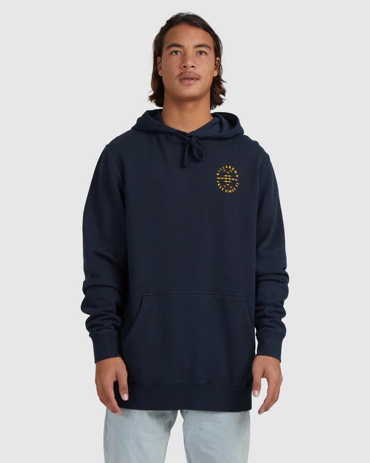 Image of a model wearing Outerwear. Product name - Billabong Mens Big Wave Daz Pop Pullover Hoodie Black in Black colour by brand - Billabong
