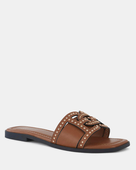 Image of Sandals. Product name - Scandi Tan Vegan Sandals in Tan colour by brand - Novo