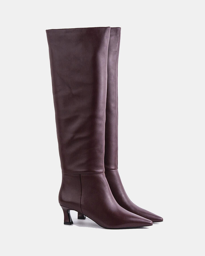 Image of Boots. Product name - Li-lorenzie Burgundy in Burgundy colour by brand - Novo