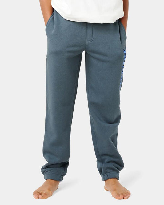 Image of a model wearing Pants. Product name - Rip Curl Boys 8-16 Sunset Sesh Track Pants Pine Night in Pine Night colour by brand - Rip Curl
