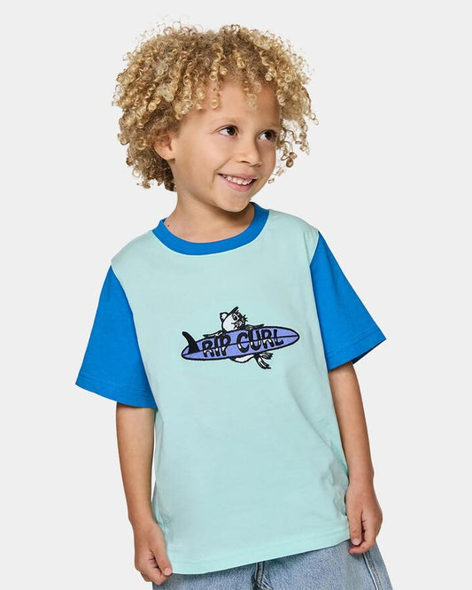 Image of T-Shirts. Product name - Rip Curl Boys 2-7 Surf Check Art T-Shirt Light Aqua in Light Aqua colour by brand - Rip Curl