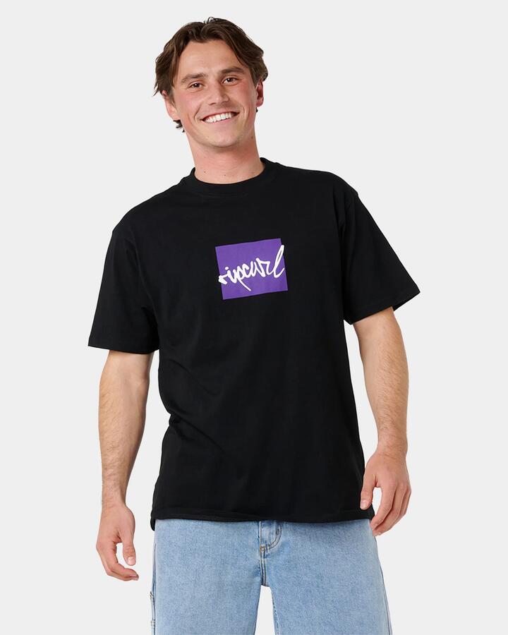Image of T-Shirts. Product name - Rip Curl Mens Rip Script Icon T-Shirt Black in Black colour by brand - Rip Curl