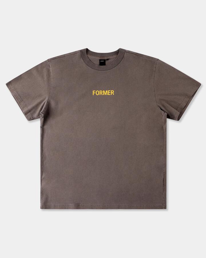 Image of T-Shirts. Product name - Former Mens Legacy Overdye T-Shirt Washed Brown in Washed Brown colour by brand - Former