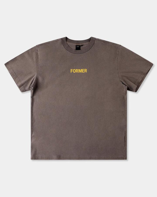 Image of T-Shirts. Product name - Former Mens Legacy Overdye T-Shirt Washed Brown in Washed Brown colour by brand - Former