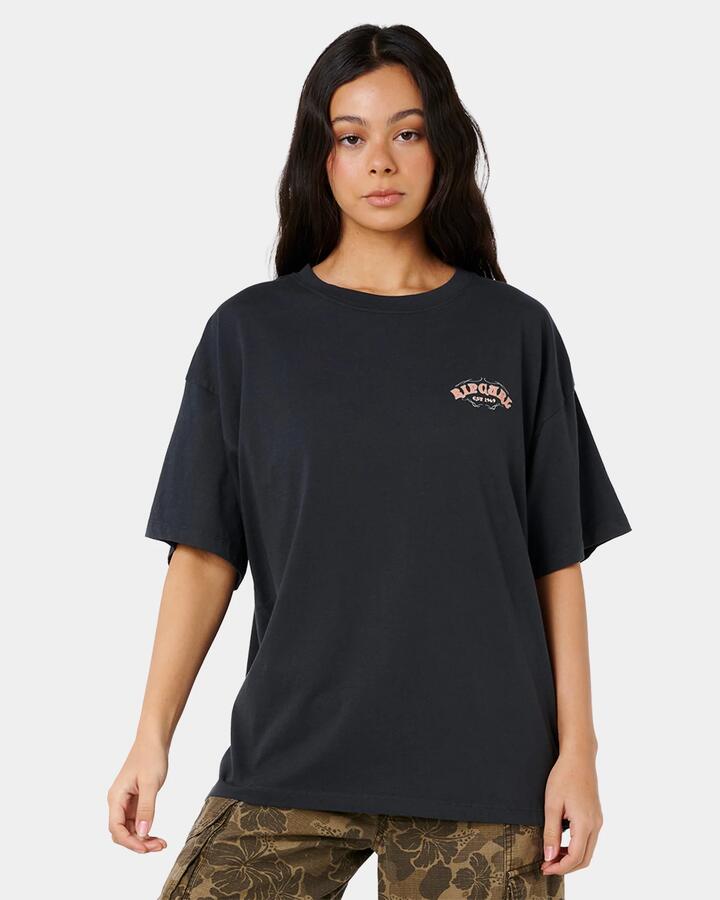 Image of T-Shirts. Product name - Rip Curl Womens Half Moon Bay Heritage T-Shirt Washed Black in Washed Black colour by brand - Rip Curl