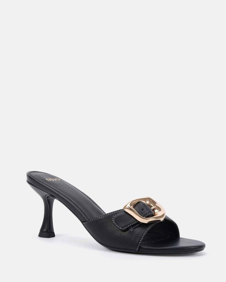 Image of Heels. Product name - Vintage Black Vegan Heels in Black colour by brand - Novo