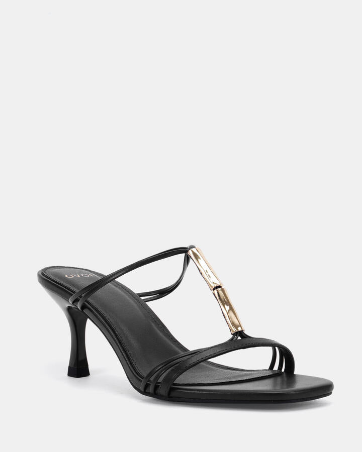 Image of Heels. Product name - Zends Black Vegan Heels in Black colour by brand - Novo
