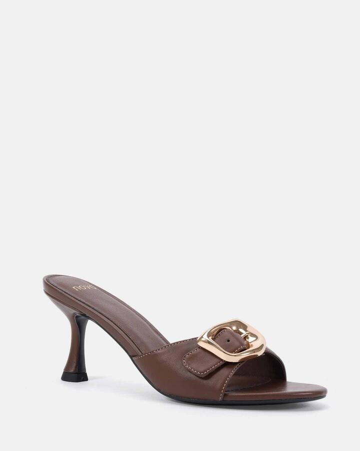 Image of Heels. Product name - Vintage Milk Chocolate Vegan Heels in Midnight colour by brand - Novo