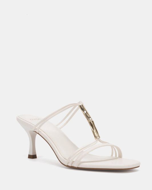 Image of Heels. Product name - Zends White Vegan Heels in Multi colour by brand - Novo