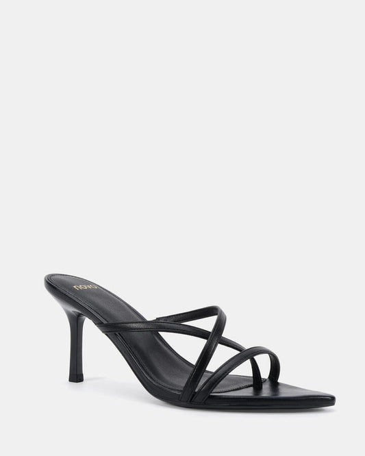 Image of Heels. Product name - Zincky Black Smooth Vegan Heels in Black colour by brand - Novo