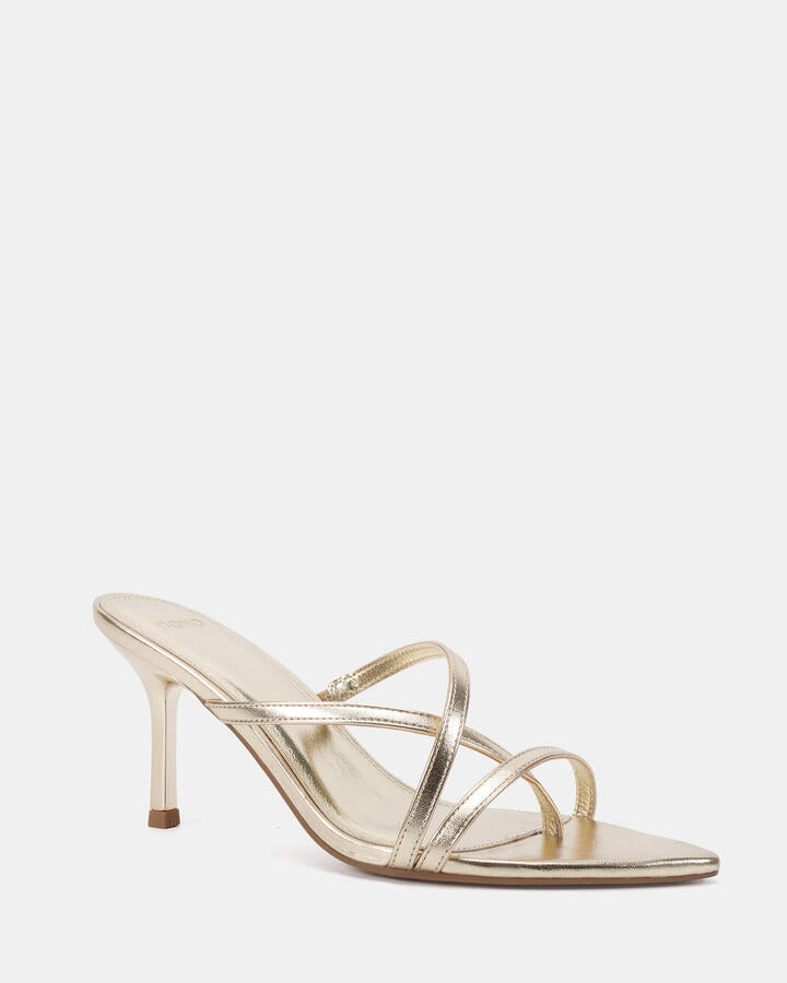 Image of Heels. Product name - Zincky Gold Vegan Heels in Metallic colour by brand - Novo