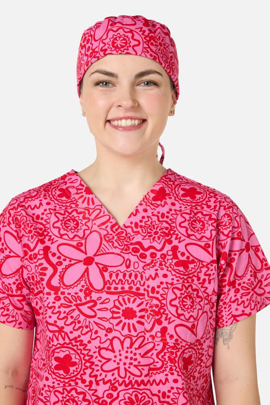 Image of Hats. Product name - Pink Daisy Mae Scrub Hat in Pink colour by brand - Gorman