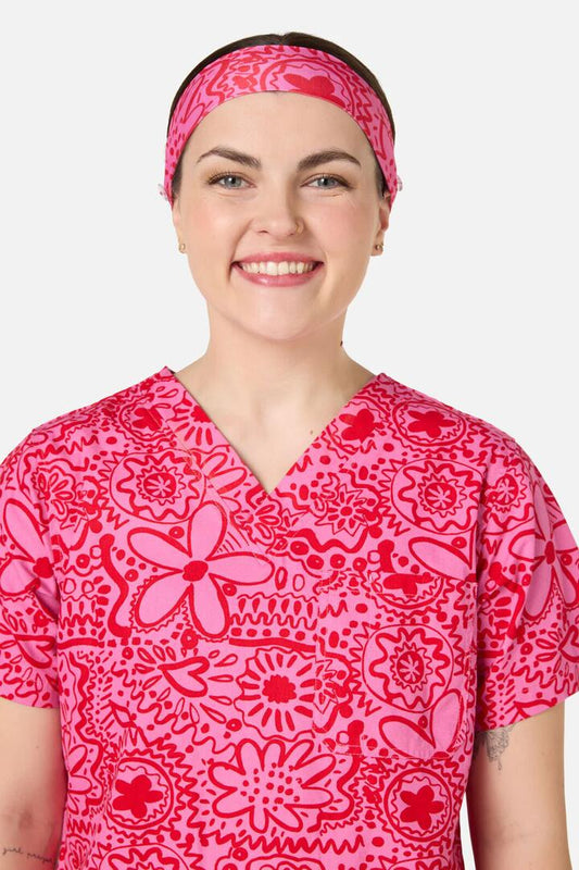 Image of Hats. Product name - Pink Daisy Mae Scrub Headband in Pink colour by brand - Gorman