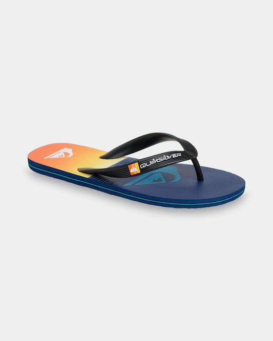 Image of Sandals. Product name - Quiksilver Boys 8-16 Moncata Art Thongs Blue/Orange/Black in Blue/Orange/Black colour by brand - Quiksilver
