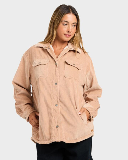 Image of Coats & Jackets. Product name - Quiksilver Womens Central Corduroy Jacket Praline in Praline colour by brand - Quiksilver