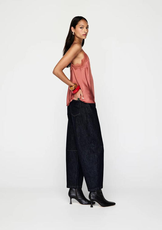Image of a model wearing Tops. Productname: Suri Cami Top | MOS The Label in Cranberry colour by brand - MOS The Label