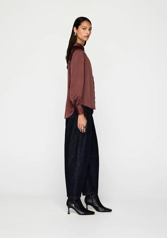 Image of Blouses. Productname: Lune Blouse | MOS The Label in Chocolate colour by brand - MOS The Label