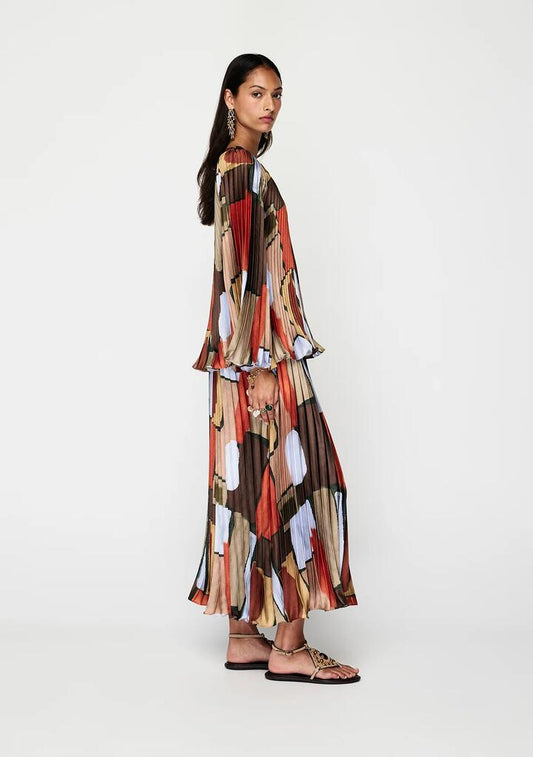 Image of Blouses. Productname: Koa Pleated Blouse | MOS The Label in Koa Print colour by brand - MOS The Label