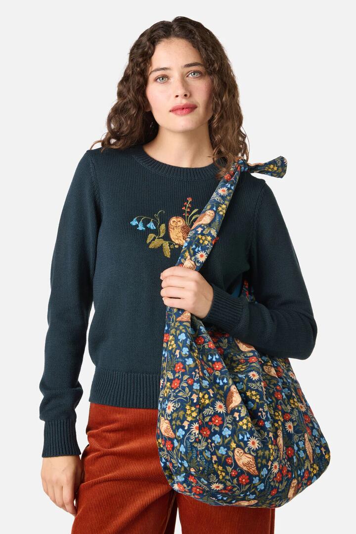 Image of Bags. Productname: Forest Owl Cord Tote Bag in Teal colour by brand - Princess Highway