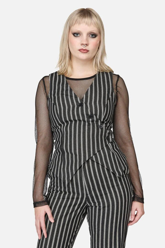Image of Coats & Jackets. Productname: Link Pinstripe Vest in Black/White colour by brand - Black Friday