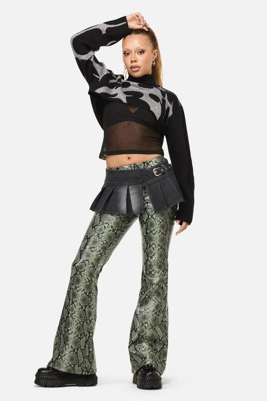 Image of a model wearing Skirts. Productname: Diffused Belt Micro Skirt in Grey colour by brand - Dangerfield