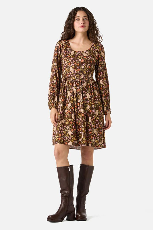 Image of Dresses. Productname: Forest Owl Mini Dress in Chocolate colour by brand - Princess Highway