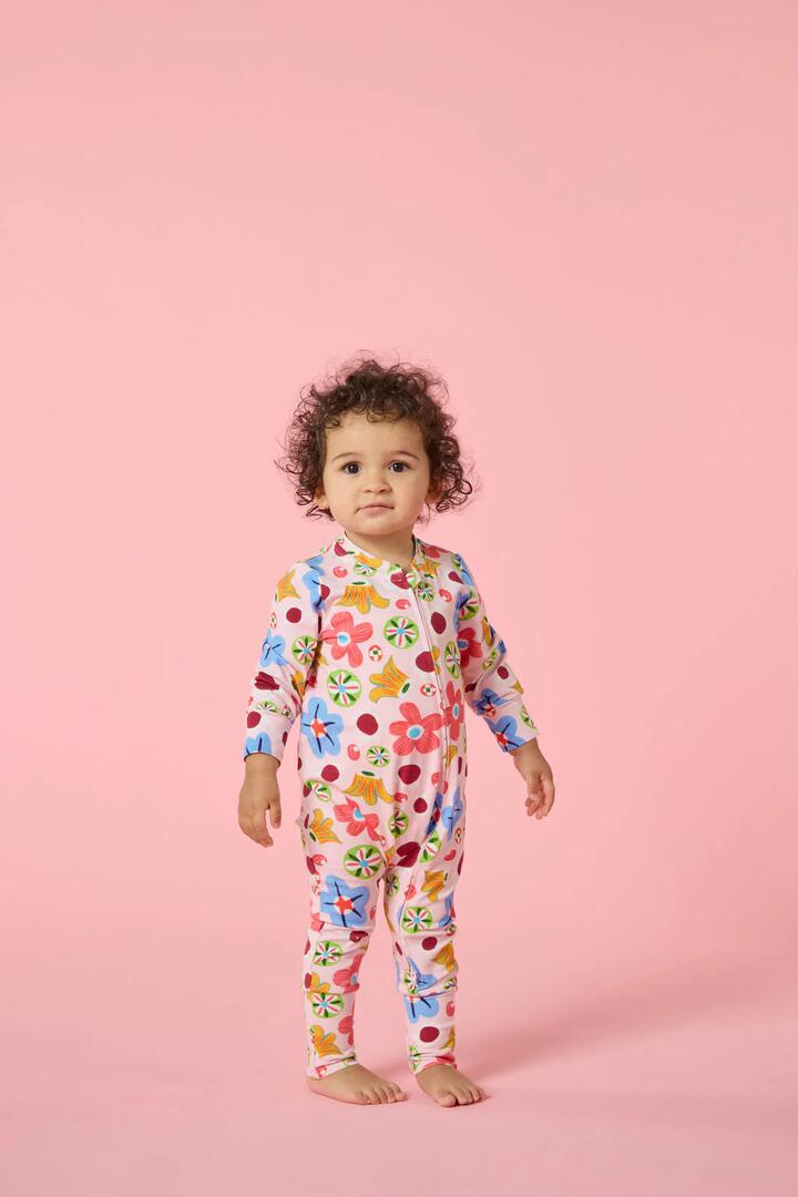 Image of Bodysuits. Product name - Spotty Floral Baby Onesie in Pink colour by brand - Gorman