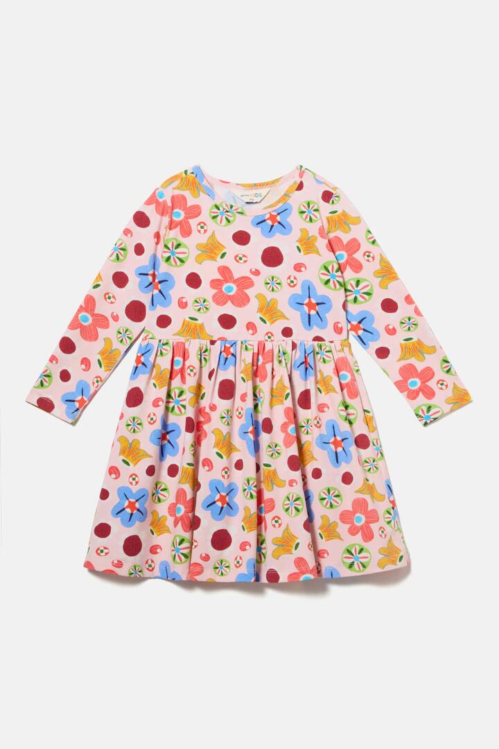 Image of Dresses. Product name - Spotty Floral Kids Jersey Dress in Pink colour by brand - Gorman