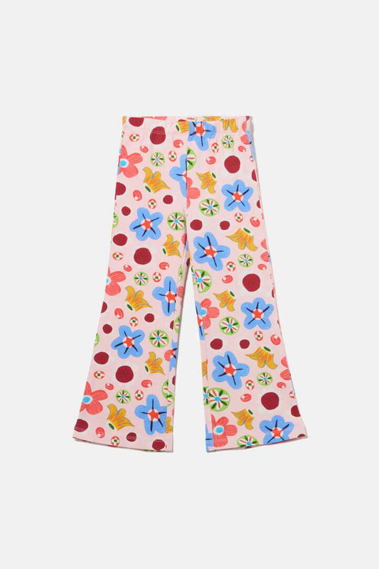 Image of a model wearing Pants. Product name - Spotty Floral Kids Legging in Pink colour by brand - Gorman