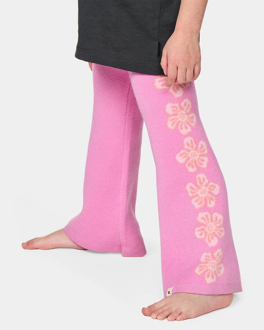 Image of a model wearing Pants. Product name - Rip Curl Girls 2-7 Sunshine Jacquard Pants Cloud Pink in Cloud Pink colour by brand - Rip Curl