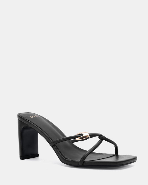 Image of Heels. Product name - Zingy Black Vegan Heels in Black colour by brand - Novo