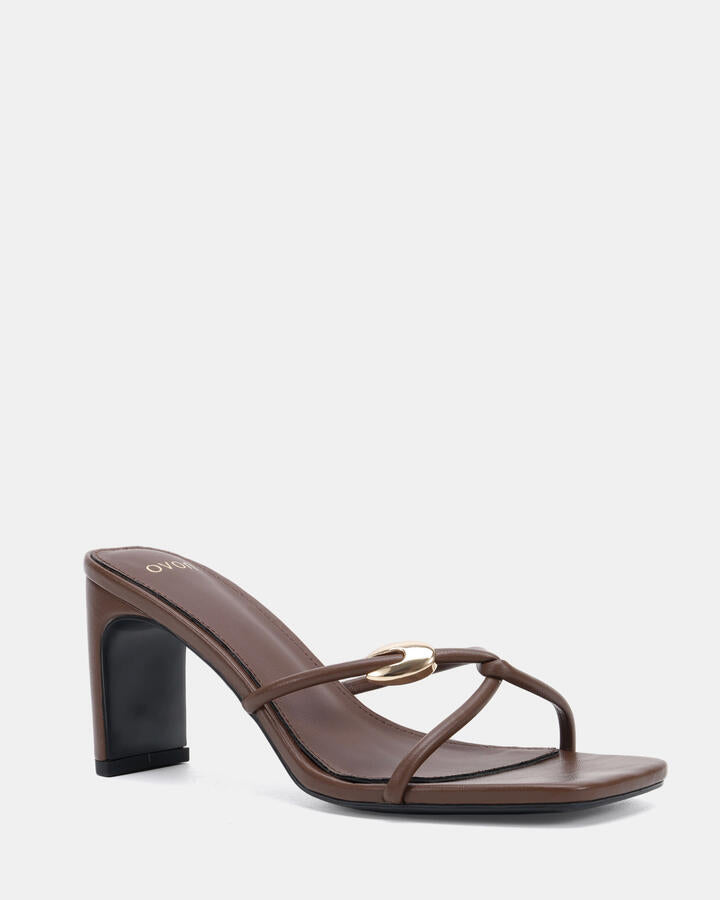 Image of Heels. Product name - Zingy Milk Chocolate Vegan Heels in Midnight colour by brand - Novo