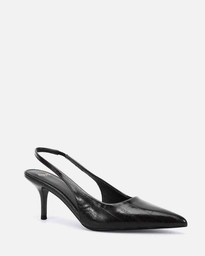 Image of Heels. Product name - Irvin Black Vegan Heels in Black colour by brand - Novo