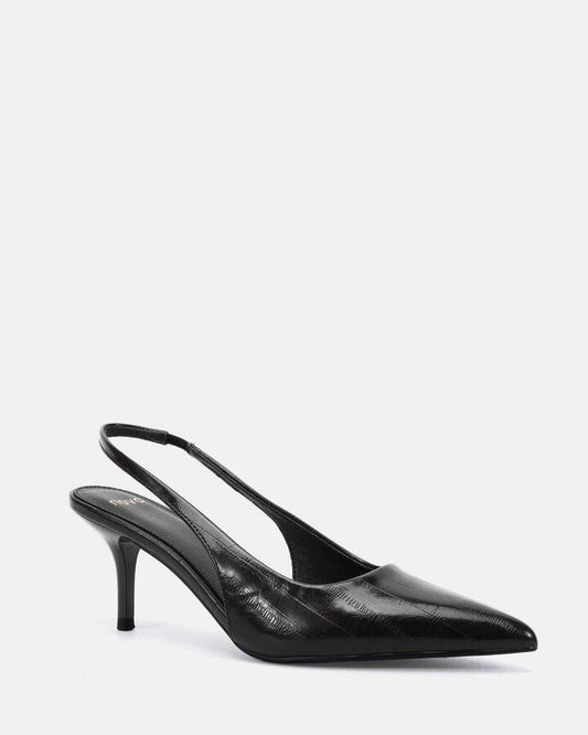 Image of Heels. Product name - Irvin Black Vegan Heels in Black colour by brand - Novo