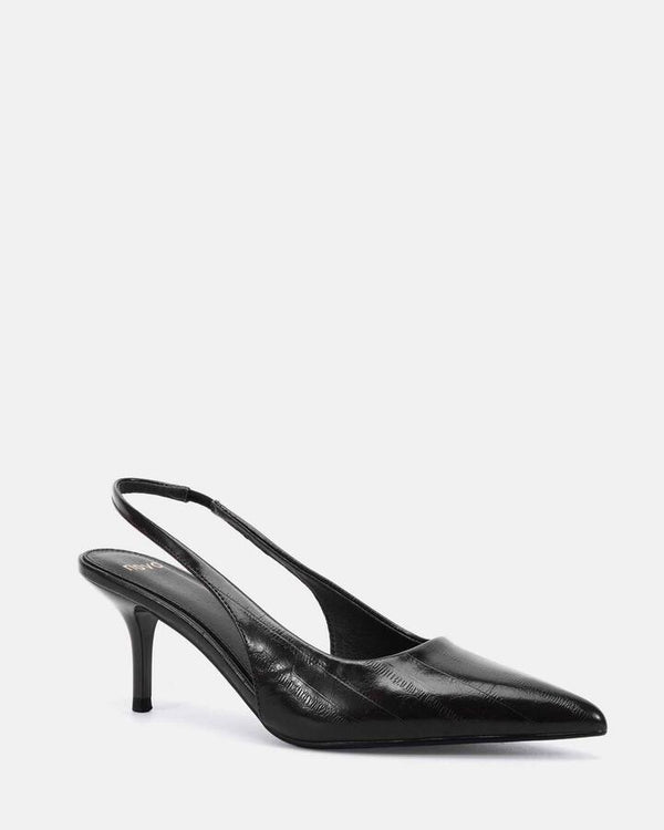 Image of Heels. Product name - Irvin Black Vegan Heels in Black colour by brand - Novo