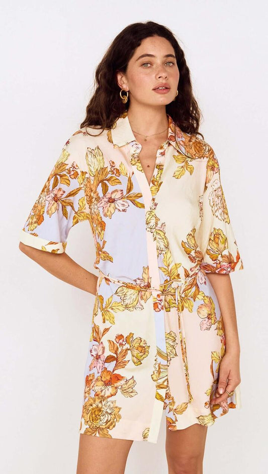 Image of Dresses. Product name - Pastel Floral Mini Shirt Dress in Pastel Floral colour by brand - MINKPINK