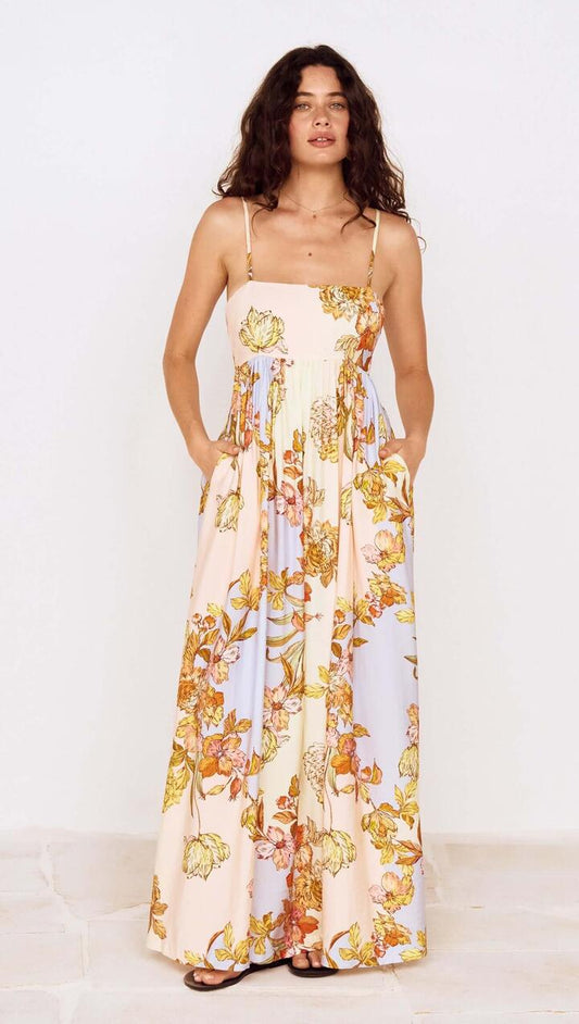 Image of Dresses. Product name - Pastel Floral Tie Detail Maxi Dress in Pastel Floral colour by brand - MINKPINK