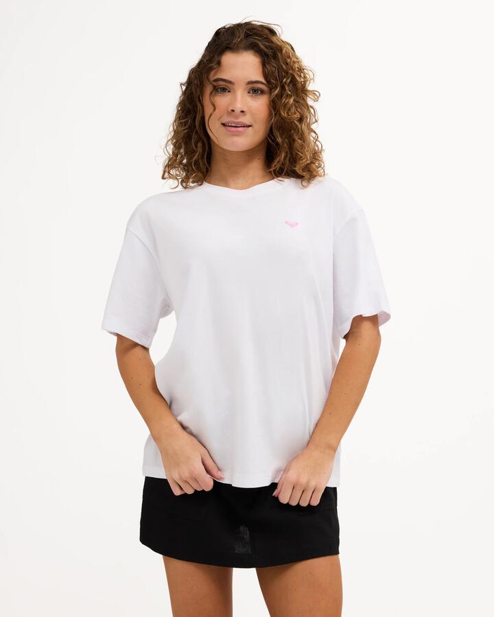 Image of T-Shirts. Product name - Roxy Womens Heart Into It T-Shirt White in White colour by brand - Roxy