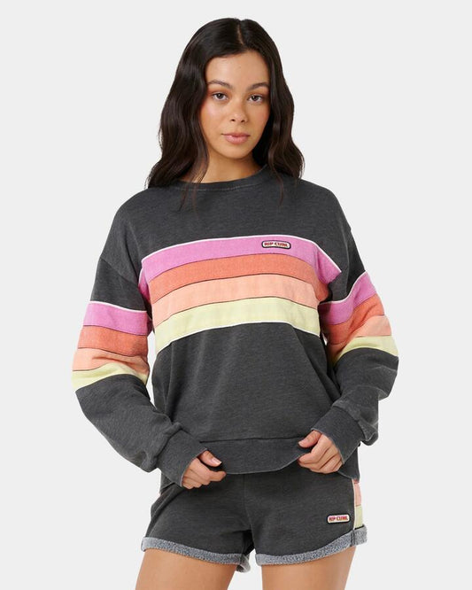 Image of Accessories. Product name - Rip Curl Womens Surf Revival Relaxed Crew Neck Washed Black in Washed Black colour by brand - Rip Curl