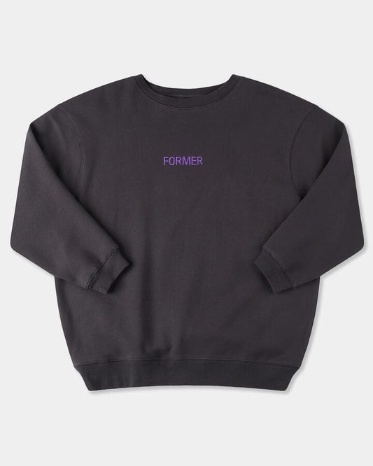 Image of Accessories. Product name - Former Mens Legacy Embroidery Crew Neck Pepper in Pepper colour by brand - Former