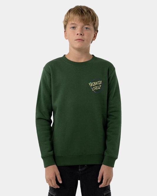 Image of Accessories. Product name - Santa Cruz Boys 8-16 Winkowski Dope Planet 2 Dot Crew Neck Dark Green in Dark Green colour by brand - Santa Cruz
