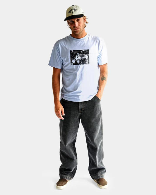 Image of T-Shirts. Product name - Former Mens X-Ray T-Shirt Washed Sky in Washed Sky colour by brand - Former