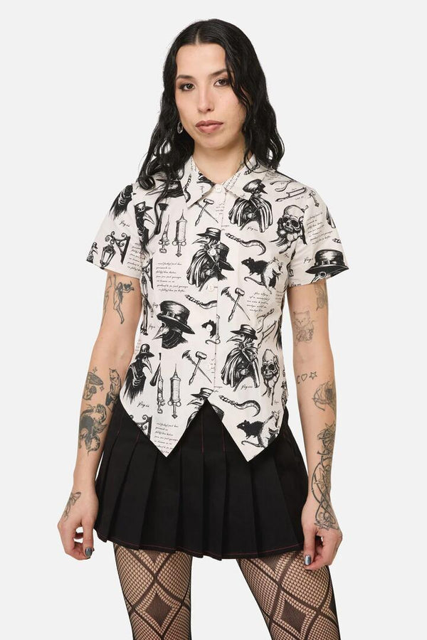 Image of Blouses. Productname: Plague Doctor Goth Blouse in Cream colour by brand - Black Friday