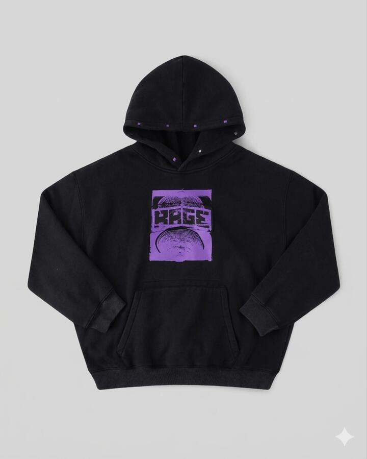Image of a model wearing Outerwear. Product name - Former Mens Corp Boxy Pullover Hoodie Merch Black in Merch Black colour by brand - Former
