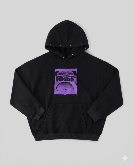 Image of a model wearing Outerwear. Product name - Former Mens Corp Boxy Pullover Hoodie Merch Black in Merch Black colour by brand - Former