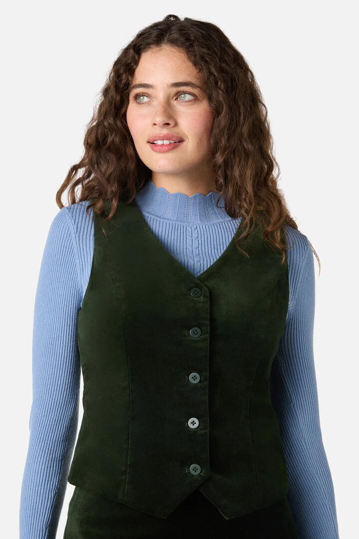 Image of Coats & Jackets. Productname: Rachel Velvet Vest in Olive Green colour by brand - Princess Highway